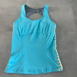 Nike Aqua Blue Tank Top with Orange Accents